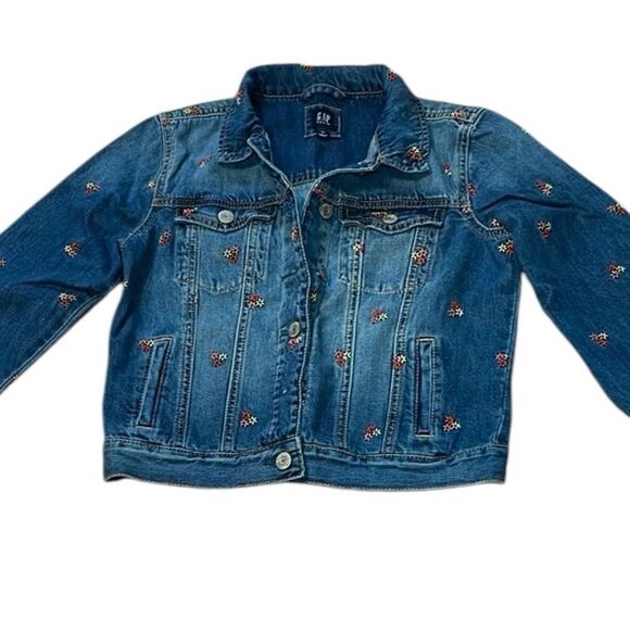Gap Embroidered Denim jacket, Jean Jacket, flowers, XS - Picture 1 of 8